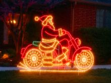 ışıklı motorlu noel baba motifi